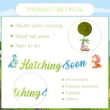 Dinosaur Baby Shower Decor Set "Hatching Soon” Banner & Hanging Swirls