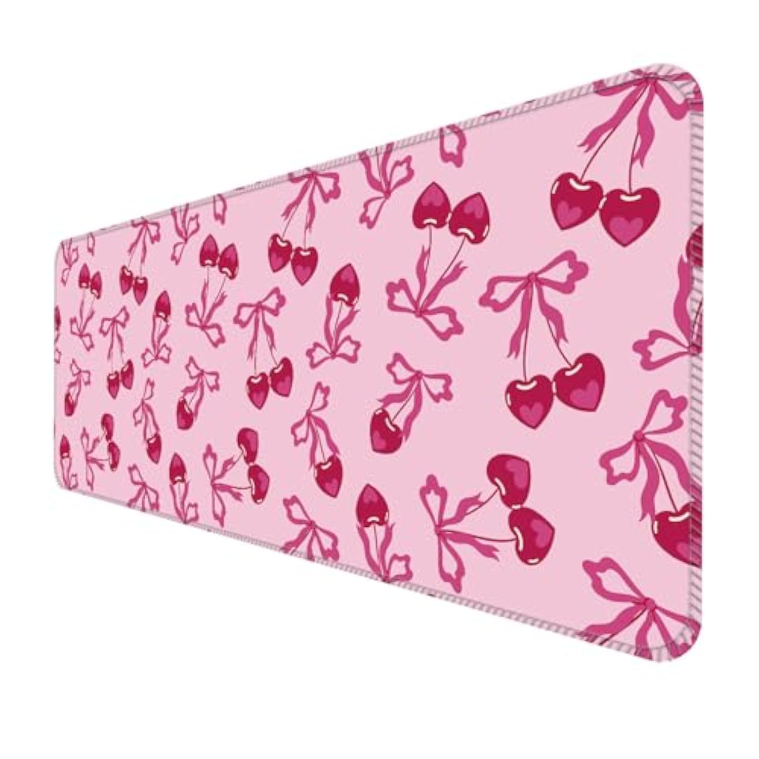 Gaming Mouse Mat Forest Background Pattern Xxl Xl Large Mouse Mat Long Extended Mouse Pad Desk Mat Non-Slip Rubber Mice Pads Stitched Edges (31.5 X 11.8)(Cute Cherry)