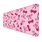 Gaming Mouse Mat Forest Background Pattern Xxl Xl Large Mouse Mat Long Extended Mouse Pad Desk Mat Non-Slip Rubber Mice Pads Stitched Edges (31.5 X 11.8)(Cute Cherry)