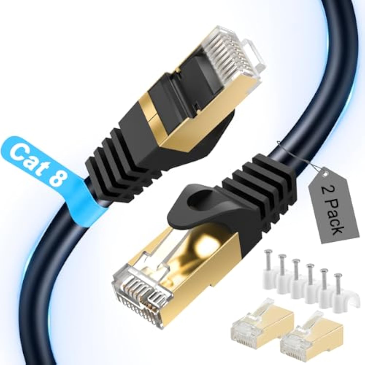 Cat 8 Ethernet Cable 10 Ft, 26Awg Latest 40Gbps 2000Mhz Sftp Patch Cord,Heavy