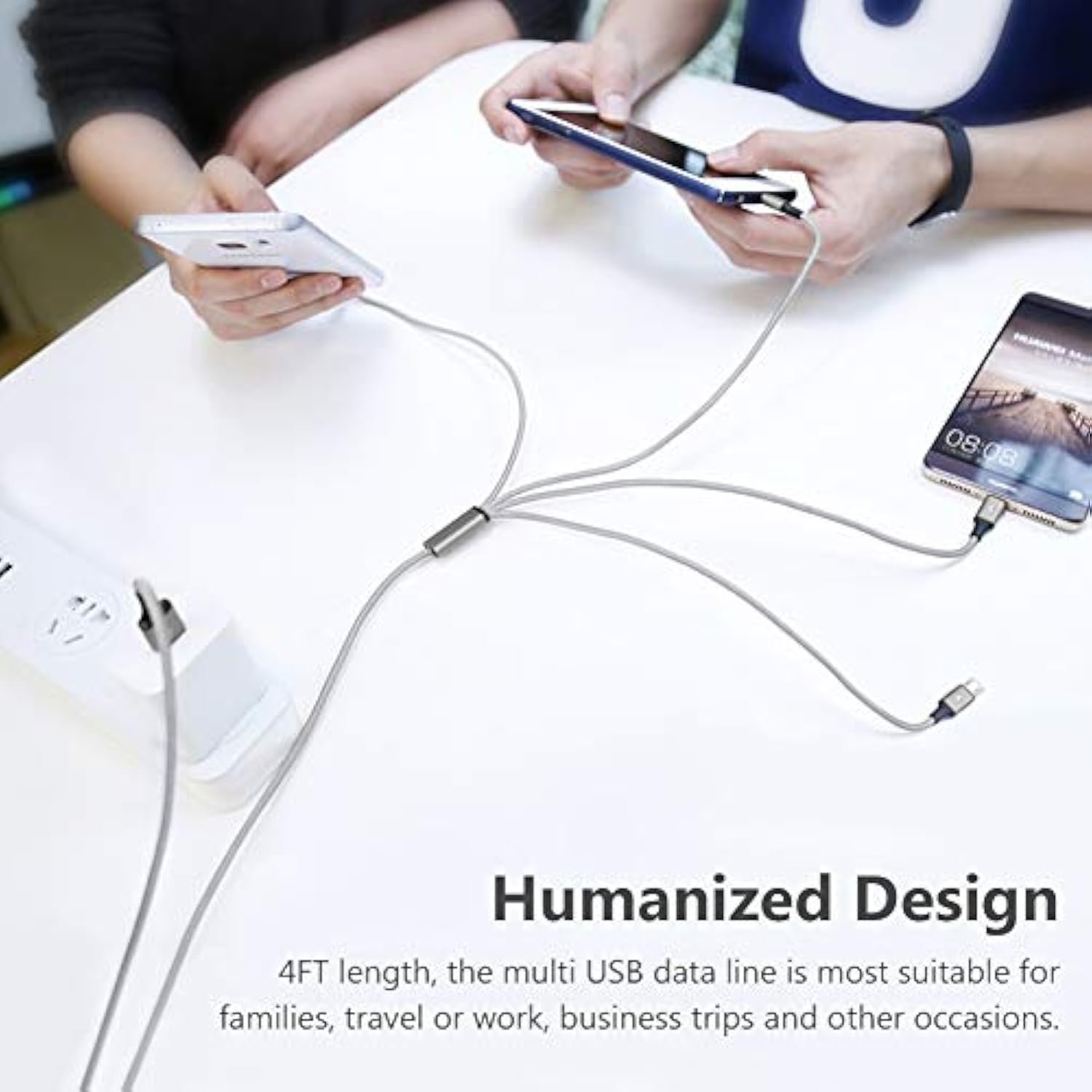 Multi Charging Cable, Multi Usb Cable 2Pack 4Ft Universal 4 In 1 Multiple Usb