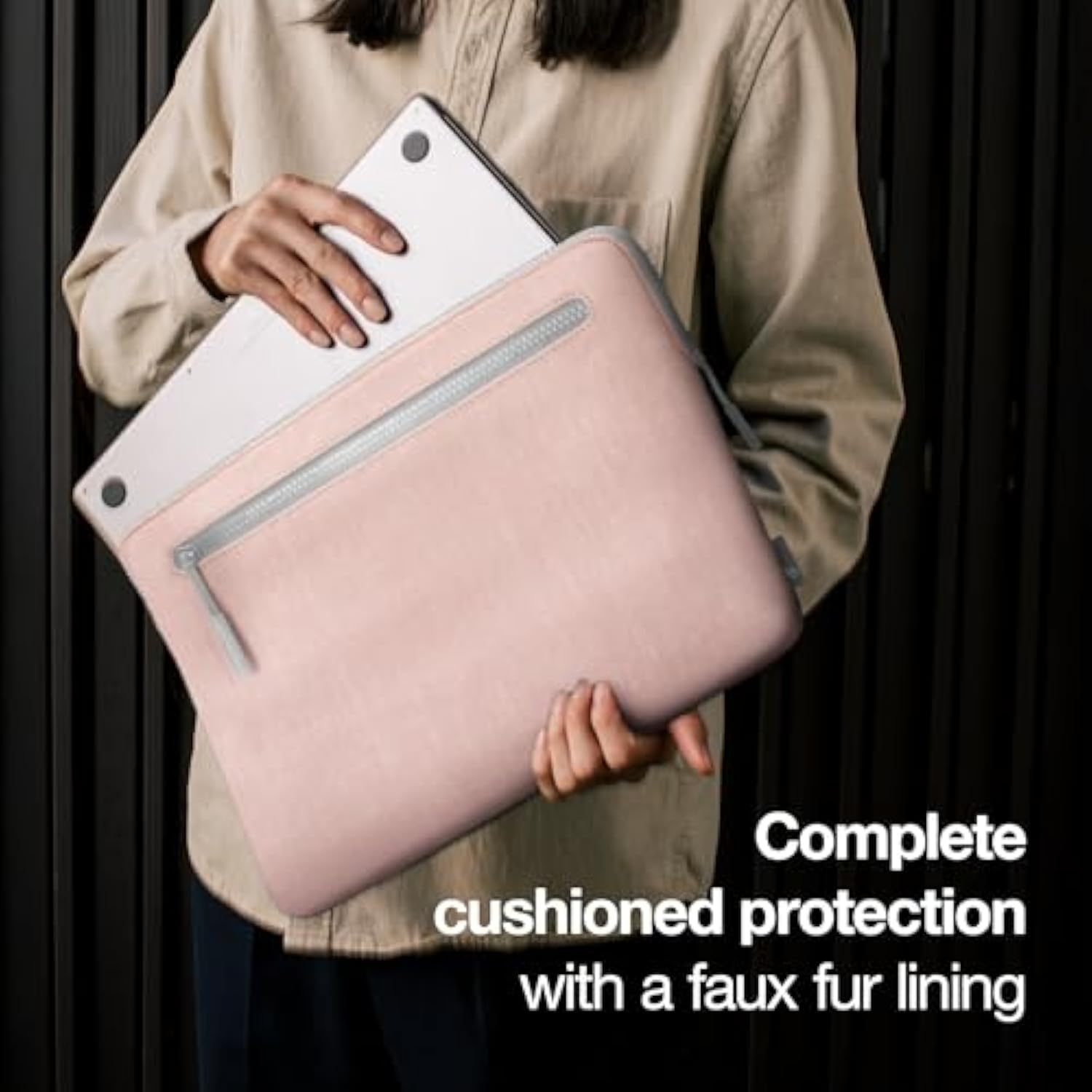 Incase Compact Laptop Sleeve with Woolenex - 14" MacBook/Laptop and iPad/Tablet Sleeve, Computer Case and Cover, Lightweight, Weather Resistant, with Slip Pocket for Accessories - Blush Pink