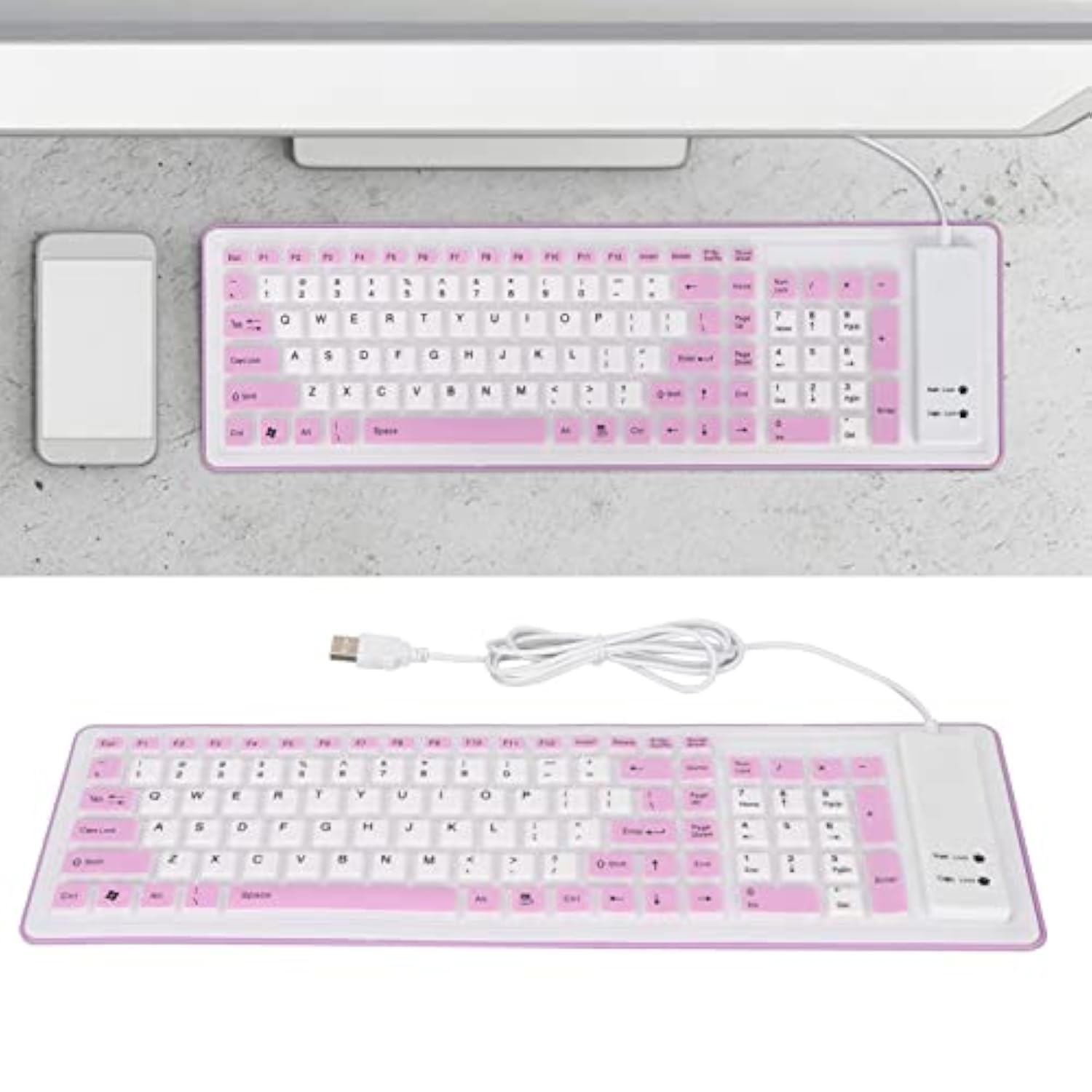 Roll Up Keyboard, Foldable Silicone Keyboard 103 Keys Usb Wired Waterproof Mut