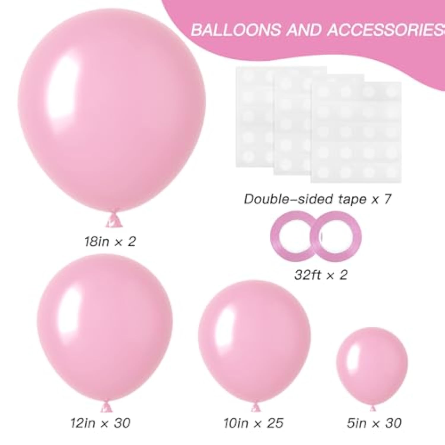87Pcs Light Pink Balloons Different Sizes 18 12 10 5 Inches For Garlan