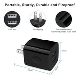 Black Usb Wall Adapter, Charging Block, 3Pack Dual Port 2.1A Fast Wall Charger Brick Base Cube Usb Plug Outlet Phone Charger Box For Iphone 16E 16 Pro 15 14 13 12 11 Xs Max Xr X 8 7 6, Ipad, Samsung