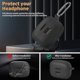 JBL Tune 230NC TWS Case Cover, Silicone Protective Portable Scratch Shock Resistant Logo Visible Design Cover Compatible with JBL 230NC Earbuds Charging Case with Carabiner - Black