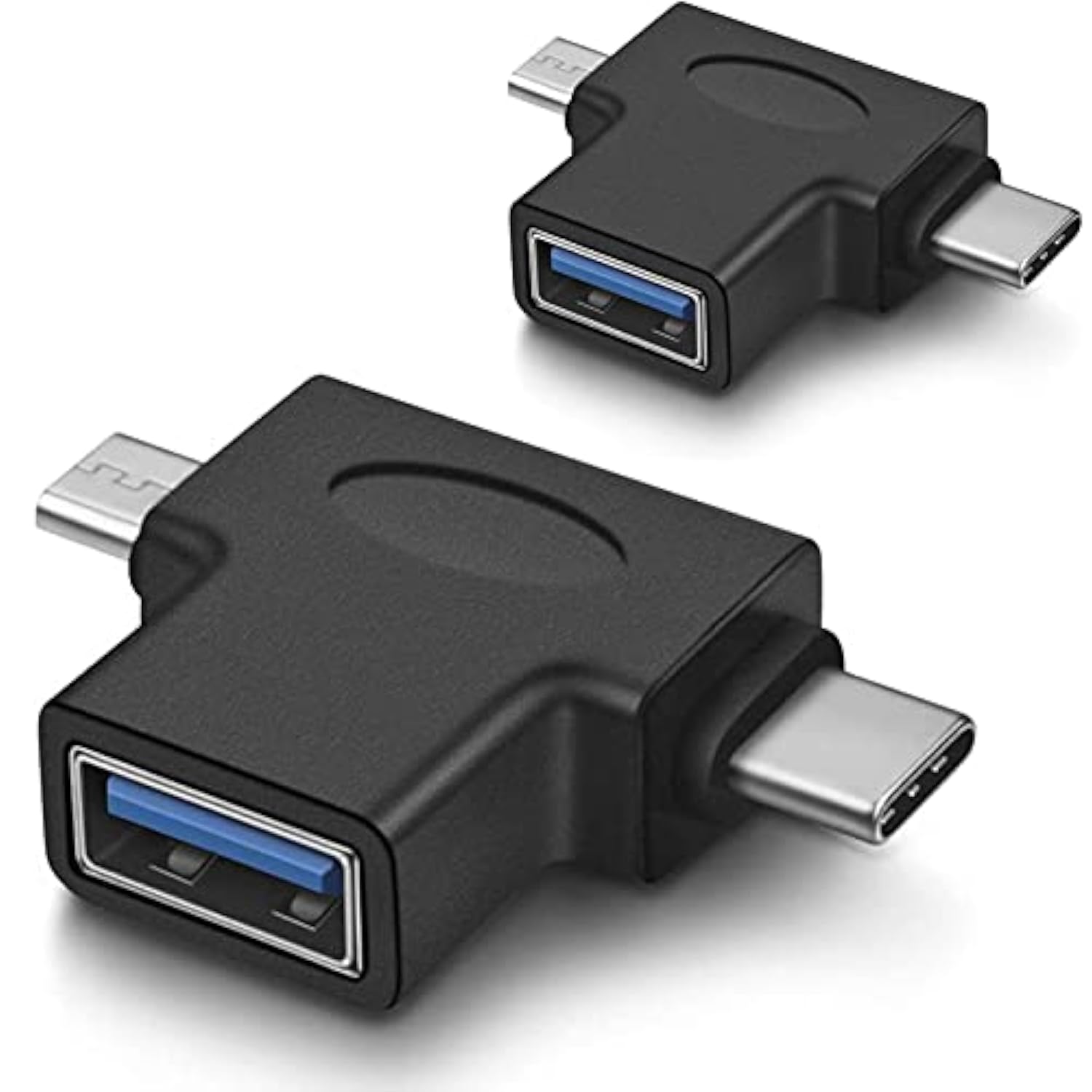 2 In 1 Otg Converter Usb 3.0 To Micro Usb And Type C Adapter Female To Male And Male Connector (2 Pack)
