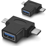 2 In 1 Otg Converter Usb 3.0 To Micro Usb And Type C Adapter Female To Male And Male Connector (2 Pack)