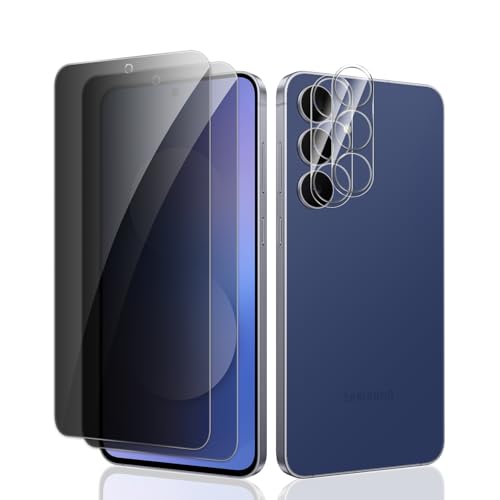 [2+2 Pack] Privacy Screen Protector for  Galaxy S25 FE, Anti-Spy Shatterproof Tempered Glass with Camera Lens Tempered Glass 9H Hardness