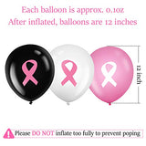 75 Pcs Breast Cancer Awareness Balloons 12 Inch Pink Ribbon Latex Balloons