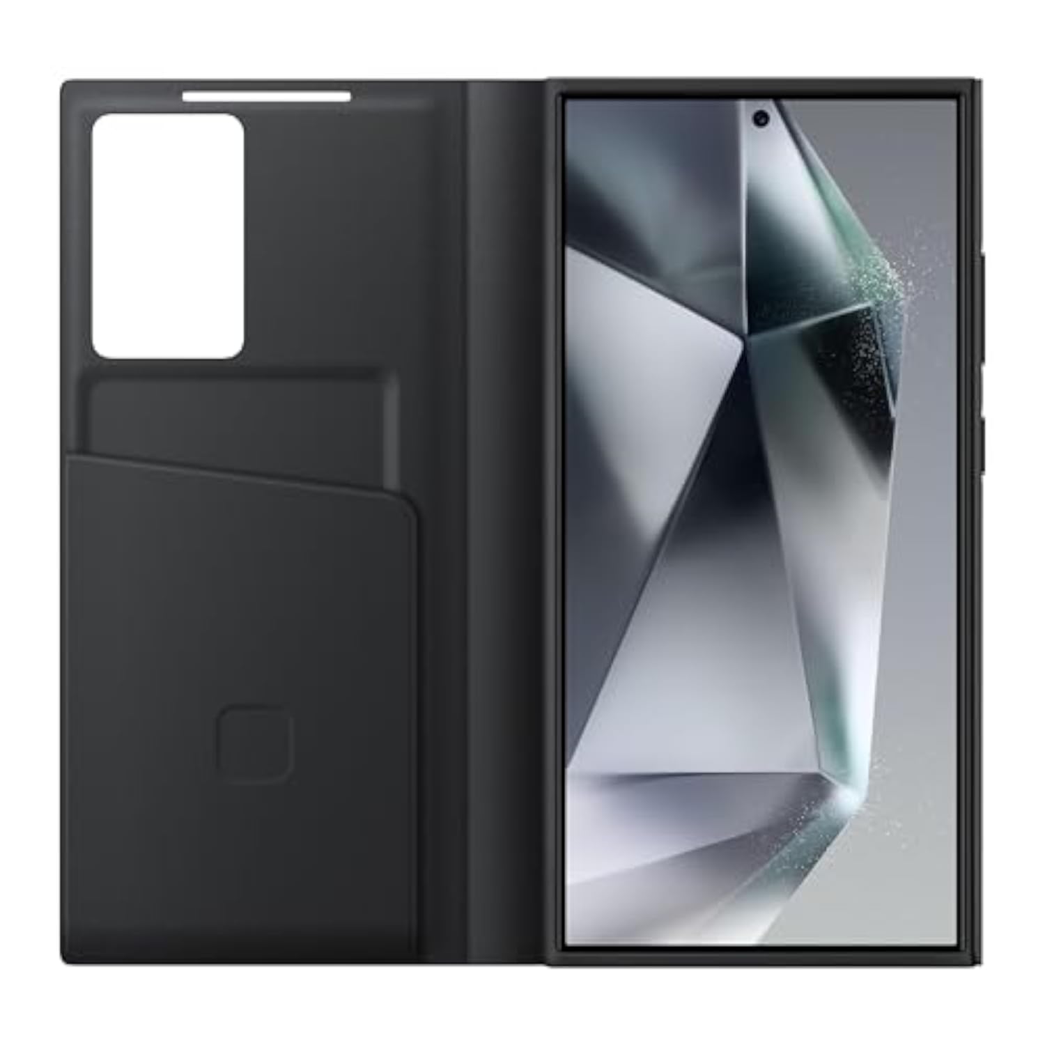 Samsung Galaxy S24 Ultra S-View Wallet Phone Case Protective Cover with Smart Small Screen View Finger Tap Control Slim Design Card Holder Pocket US Version EF-ZS928CBEGUS Black