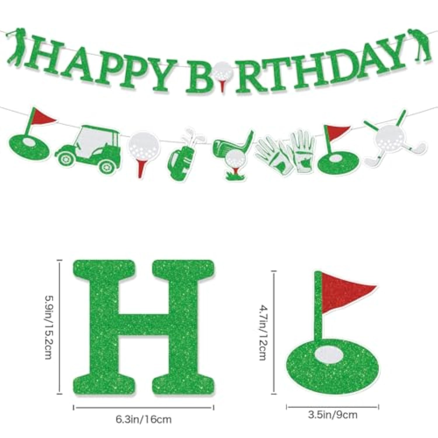 Pre-Strung Golf Happy Birthday Banner Golf Theme Party Decorations for All Ages