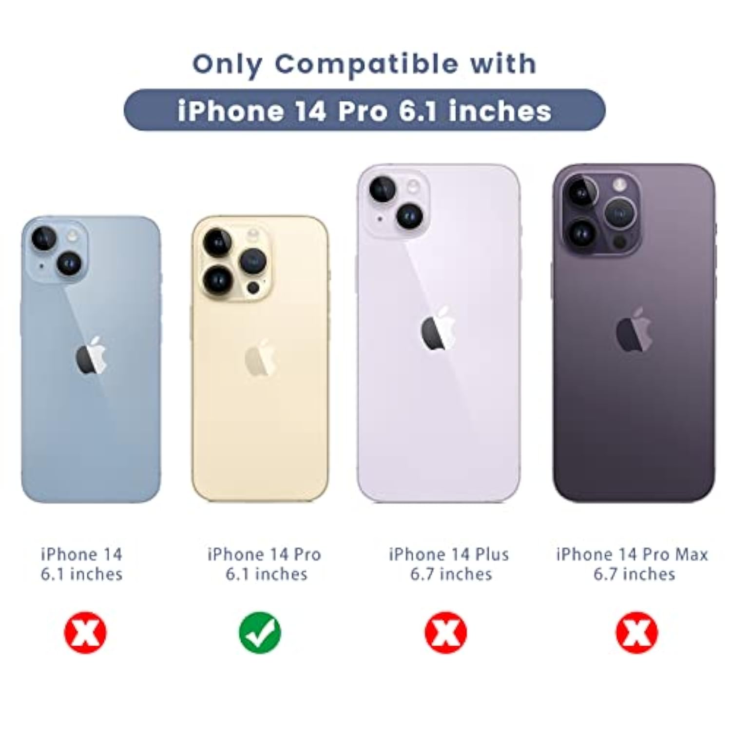 [6 In 1] For Iphone 14 Pro Screen Protector(6.1 Inches), 2 Pack Iphone 14 Pro Back Screen Protector With 2 Pack Camera Lens Protector And Front Screen Protector Glass, 9H Hardness, Ultra Hd