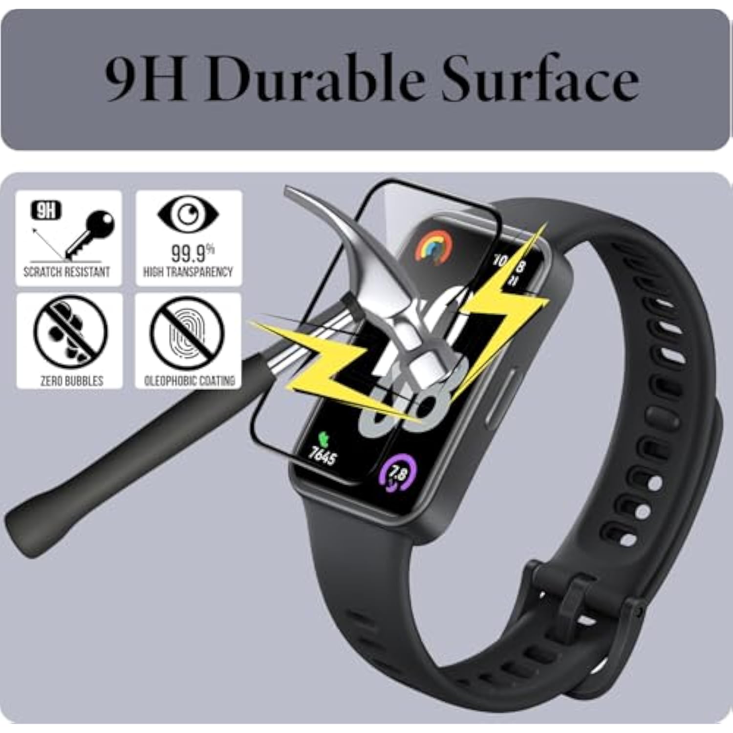 Murmure [3 Pack Screen Protector for HUAWEI Band 10 Smartwatch, HD Clear 3D Curved Anti-Scratch PET Soft Screen Protector Film,[Full Coverage] Touch Sensitive
