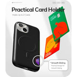 GOOSPERY Mag Bumper Compatible with iPhone 15 Case, Compatible with Magsafe, Card Holder Wallet Protective Dual Layer Sturdy Phone Back Cover - Black