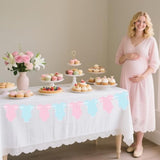 Pre-Strung Blue & Pink Gingham Bodysuit Baby Shower Banner - 8 Double-Sided Onesie Cards- Cute Baby Onesie Decorations For Gender Reveal Party, Baby Shower Decor, Baby Reveal Banner – Gender Reveal Ideas & Decor