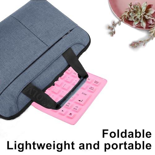Foldable Keyboard Silent Portable Silicone Wired Keyboard Usb+Ps2 Interface Convertible Waterproof And Dustproof For Desktop Computers Notebooks 85 Keys (Pink)
