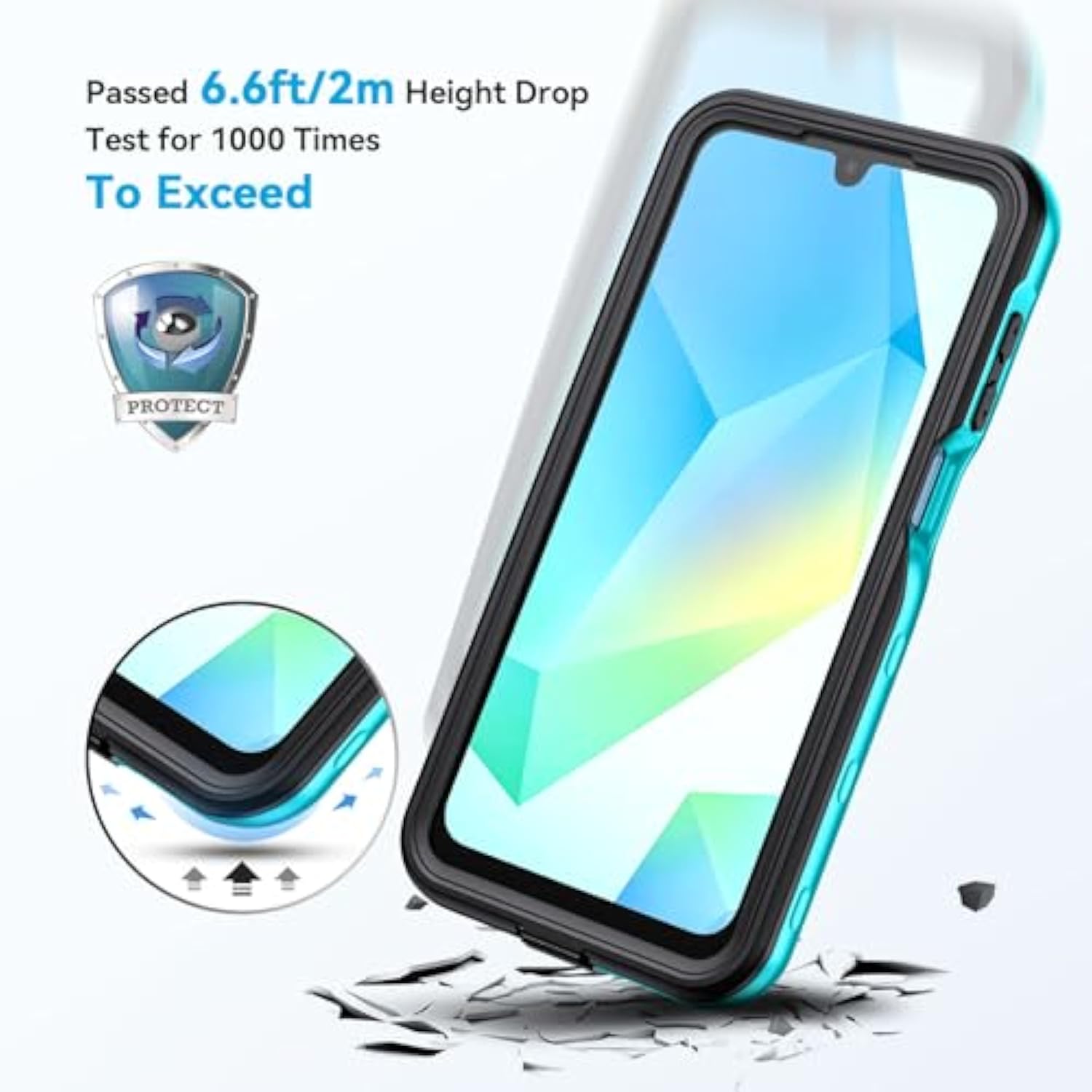 For Samsung Galaxy A16 5G Case, Ip68 Waterproof Dustproof, Built-In Screen Protector, Rugged Full Body Shockproof Protective Cover For Samsung A16 5G /4G 6.7", Blue/Clear