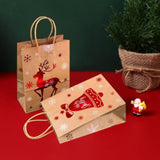 12 Packs Christmas Gift Bags With Handles 8X6 Inches Small Christmas Kraft Paper Bags For Holiday Xmas, 6 Style