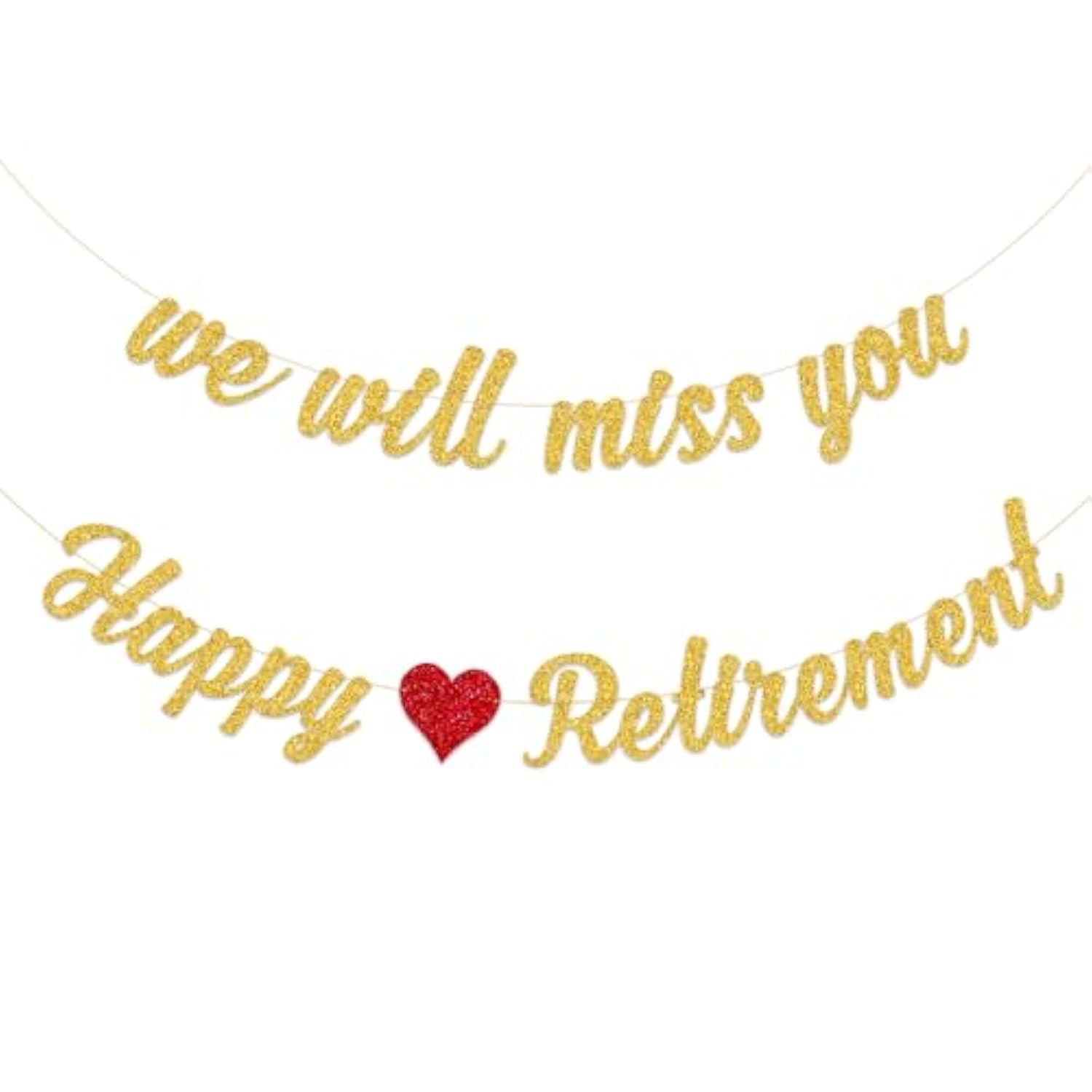 Happy Retirement Banner And We Will Miss You Banner For Retirement Party Decorations(Pre-Strung)