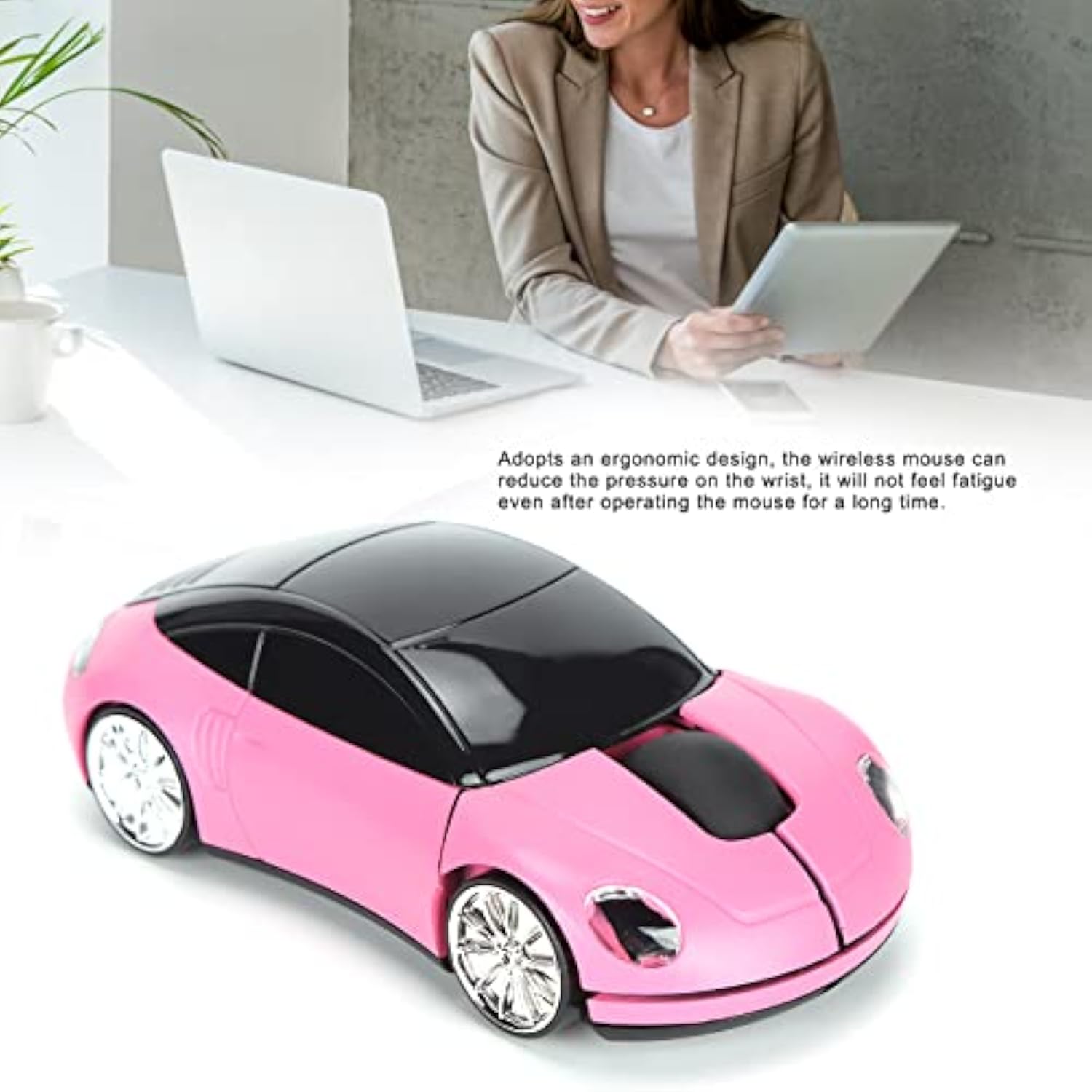 2.4G Mouse For Laptop, Mini Car Shaped Smart Cordless Mouse, Ergonomic Game Mouse With Usb Receiver, Gifts For Girls()