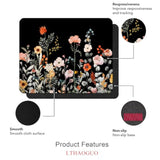 Garden Blooming Flowers Mouse Pad, Colourful Wildflowers Floral Mouse Mat With Waterproof Anti Slip Rubber Mousepad For Desktops, Computers, 9.5 X 7.9 Inch, Blcak