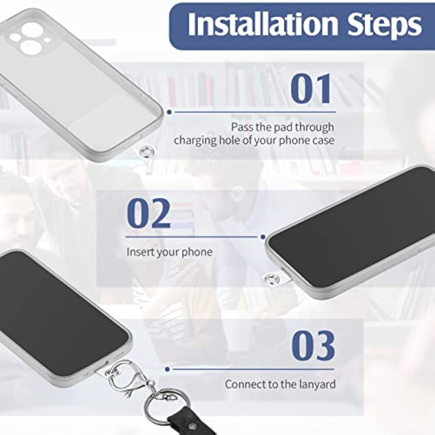 24 Pcs Universal TPU Phone Lanyard Replacement Patches Non Adhesive