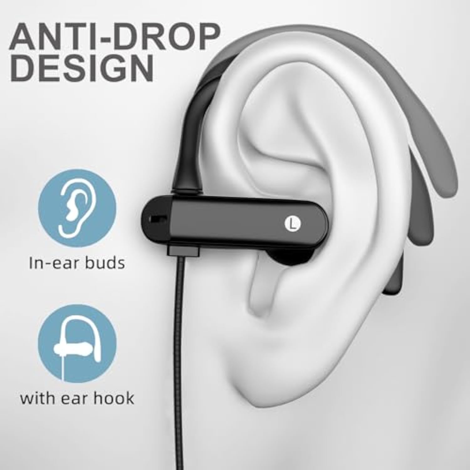 3.5Mm Headphones Sport Wired Earbuds With Microphone Noise Isolating Earphone Hifi Stereo Over Ear Buds Wired Plug In With Ear Hook For Samsung Galaxy A15 A03S A14 S10 A12 Moto Switch Mp3 Running Fit