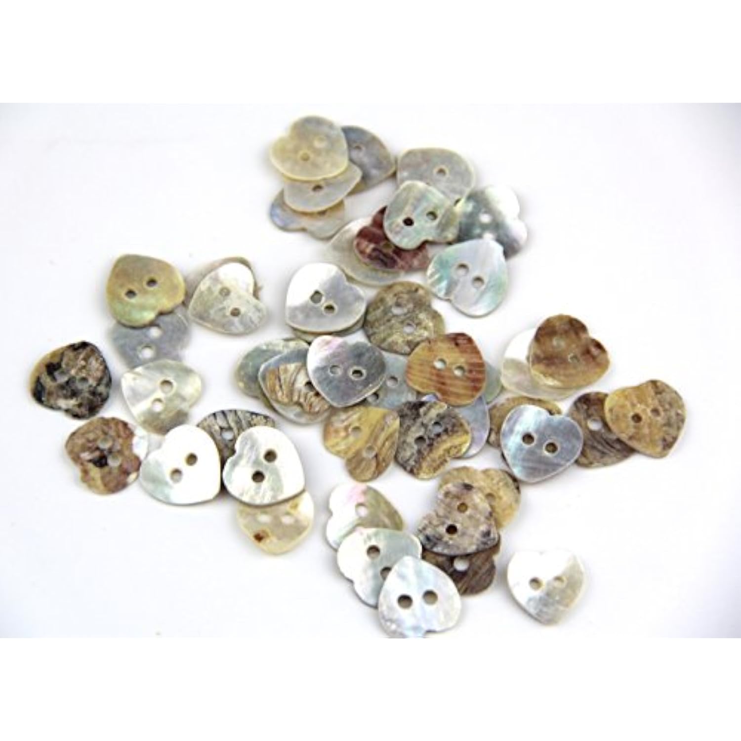 Pack Of 12Mm 2 Holes Heart Shaped Mother Of Pearl Delicate Natural She