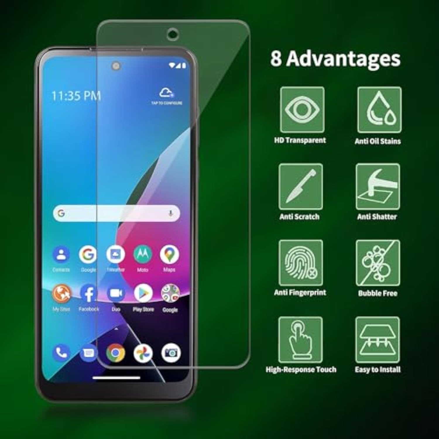 2 Pack For Motorola Moto G Play (2023) Screen Protector, Tempered-Glass, Micro-Curved Edges, Case Friendly, Bubble Free, Hd Clear, Easy Installation