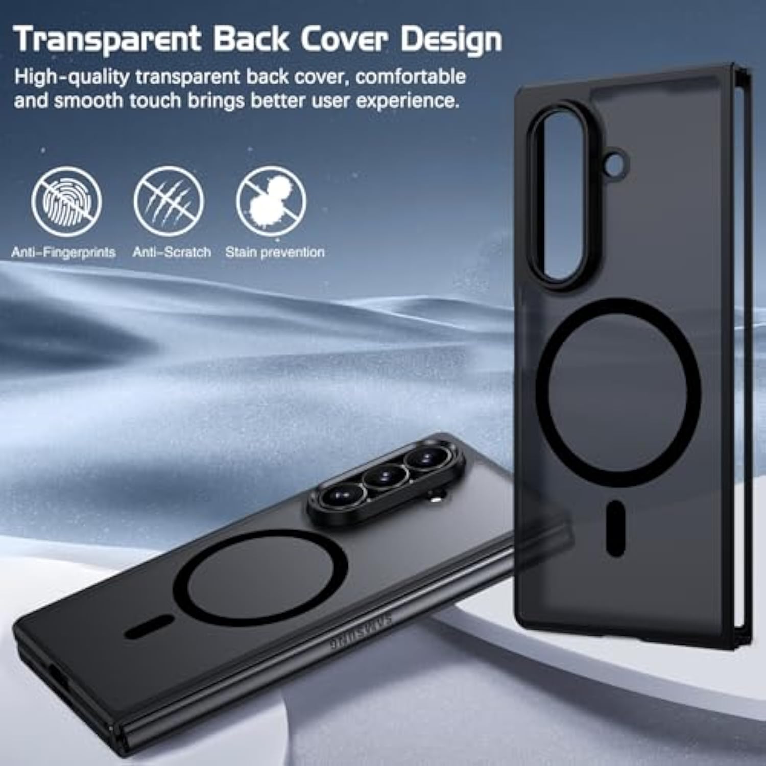 Magnetic For Samsung Galaxy Z Fold 7 Case [Compatible With Magsafe] Translucent Matte Phone Case Samsung Z Fold 7 Slim Shockproof Women Men Protective Cover For Galaxy Z Fold7 2025, Black