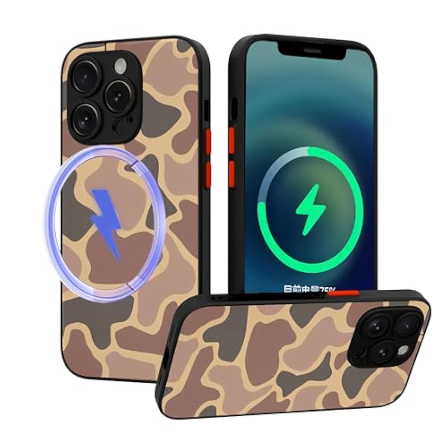 Magnetic For Iphone 15 Case Camouflage Camo Leaf Design For Men Boys [Compatible With Magsafe] Slim Camera Lens Protection Case For Iphone 15 (For Iphone 15), Black