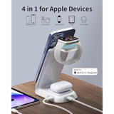 4 In 1 Wireless Charging Station For Apple Devices Magsafe Wireless Charger Stand For Iphone Series, Fast Charging Station For Apple Watch And Airpods, 30W Pd Adapter Included