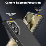 For Samsung Galaxy S24 Ultra Case With 2Pcs Tempered Glass Screen Protector And 1Pcs Camera Lens Protector, 3 In 1 Heavy Duty Shockproof/Drop Proof/Dust Proof Case (Black/Grey)