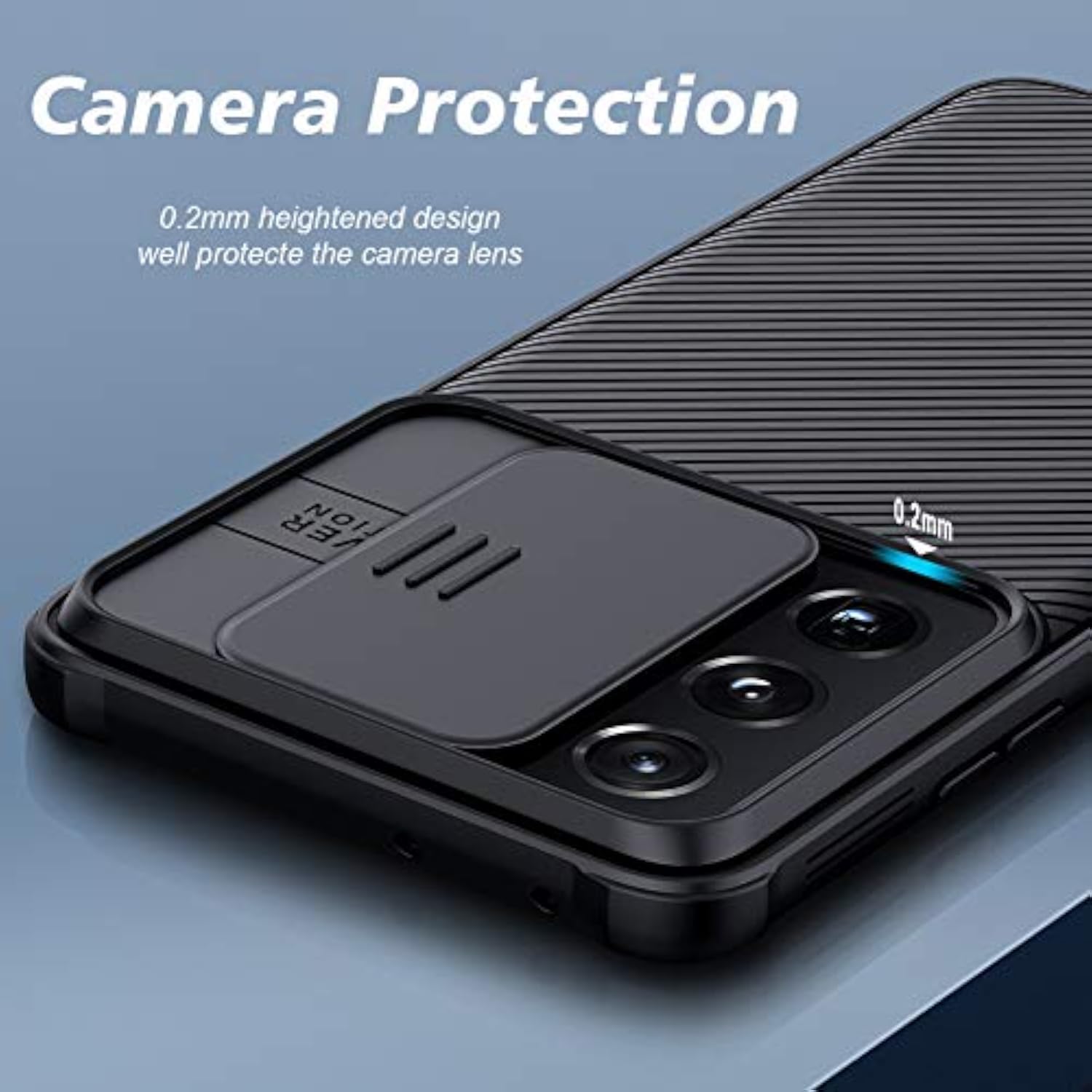 Samsung Galaxy S21 Ultra 6.8" Camera Protection Case with Hard PC Back & Soft Bumper, Protective & Slim Fit, Black