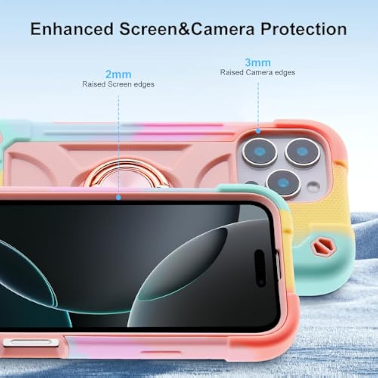 MARKILL Compatible with iPhone 16 Pro Max Case 6.9 Inch with Ring Stand, Heavy-Duty Military Grade Shockproof Phone Kids Cover for iPhone 16 Pro Max