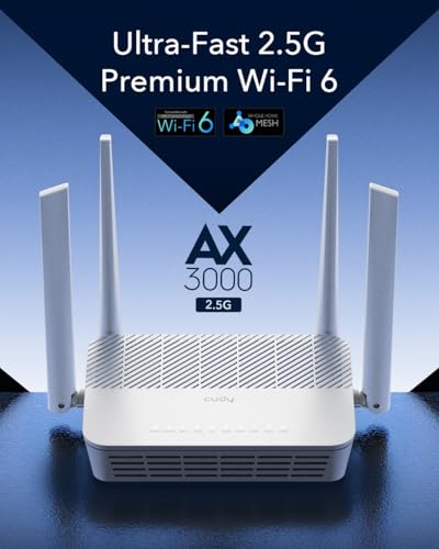Ax3000 Multi Gigabit Dual Band Wifi 6 Mesh Router, 2.5Gbps Wan Rj45 Port, 4 Gigabit Rj45 Ports, 4 5Dbi Antennas, Mu-Mimo, Openvpn, Wireguard, Zerotier, Ipsec Vpn, Cloud App