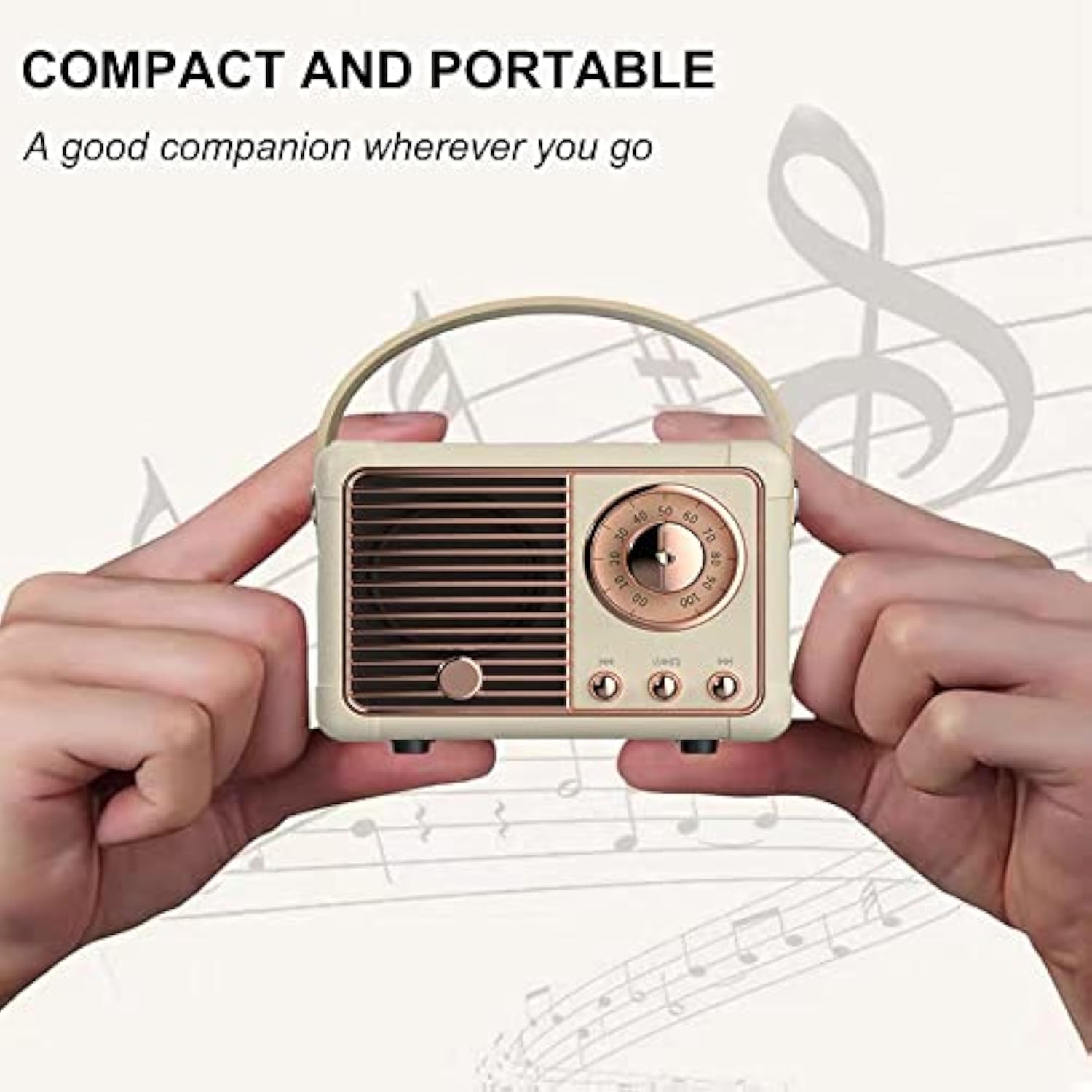Retro Bluetooth Speaker Wireless Mini Speaker,Bluetooth Speaker With Crystal Clear Stereo Sound Rich Bass,Portable Bluetooth Speaker For Iphone,Android Devices And Tablet (Beige)