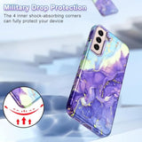 For Samsung Galaxy S22 Plus 5G Case, Marble Pattern 3 In 1 Heavy Duty Shockproof Full Body Rugged Hard Pc+Soft Silicone Drop Protective Women Girl Covers For S22 Plus, Cobalt Violet
