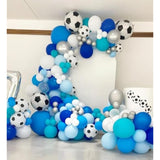 Soccer Balloon Arch Kit With 4D Football Foil Balloons, Royal Blue, White, Metallic Silver Latex Balloons For Baby Shower, Birthday, Soccer, Football Party Decorations