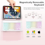 Keyboard Case For Ipad 9Th Generation 10.2 Inch With Mouse - 7 Colors Rainbow Backlit Magnetic Detachable Keyboard Cover With Pencil Holder For Ipad 8Th/7Th Gen/Pro 10.5"/Air 3Rd Gen,Purple
