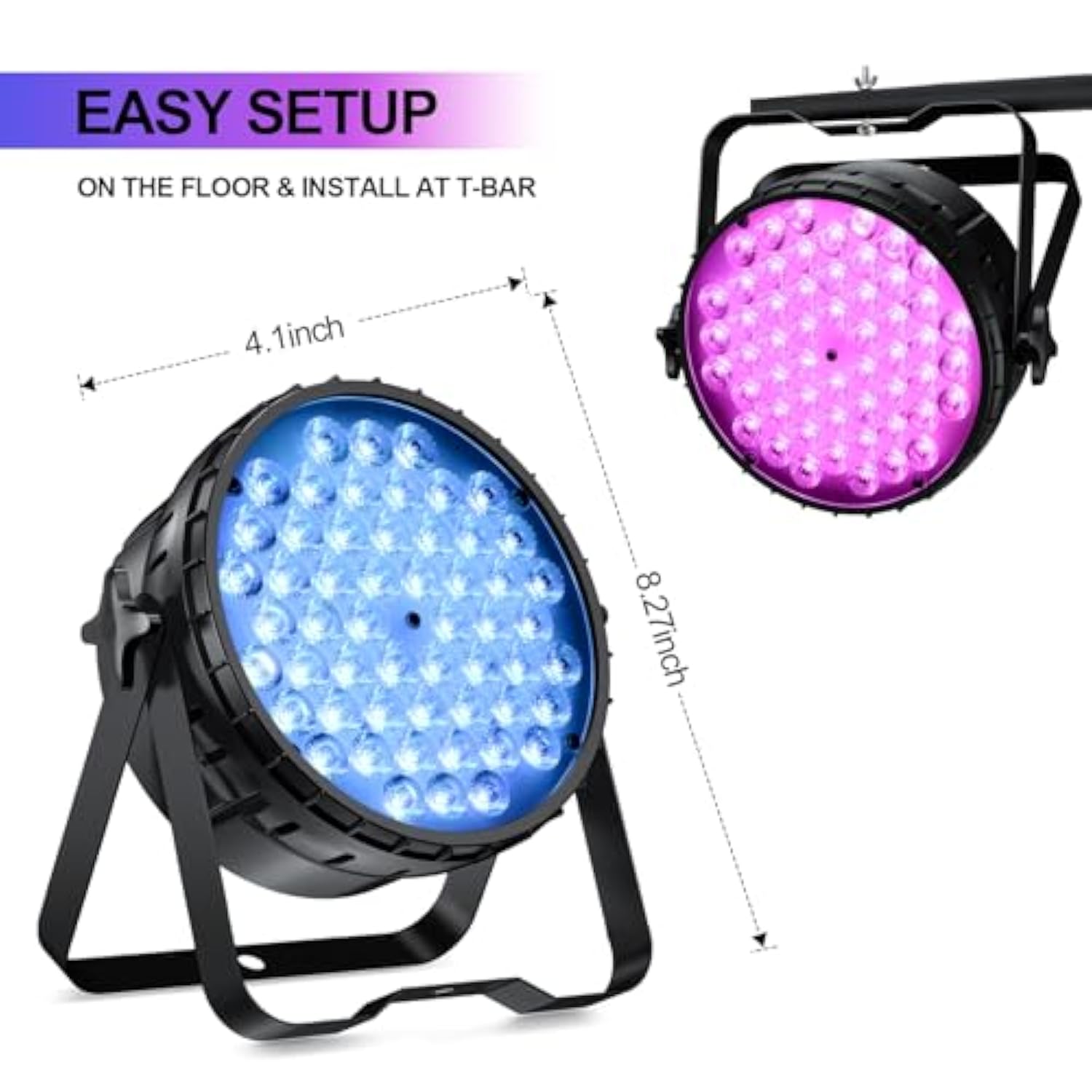 Dj Light 2 Pack, 54X3W Led Par Lights, Dmx Stage Lights Sound Activated, Strobe Wash Lighting For Wedding, Church, Party, Club, Concert And Festival Events (2)