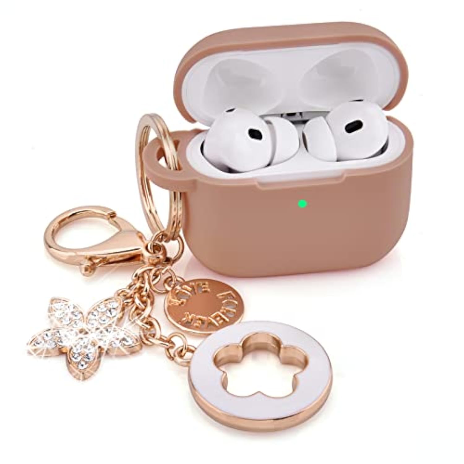 Case For Airpods Pro 2Nd Generation - Airpods Pro 2 Cases Cover Women 2024 Silicone Ipod Pro 2 Earbuds Wireless Charging Cases Girl Bling Keychain For Apple Airpod Gen Pro 2(Milk Tea)