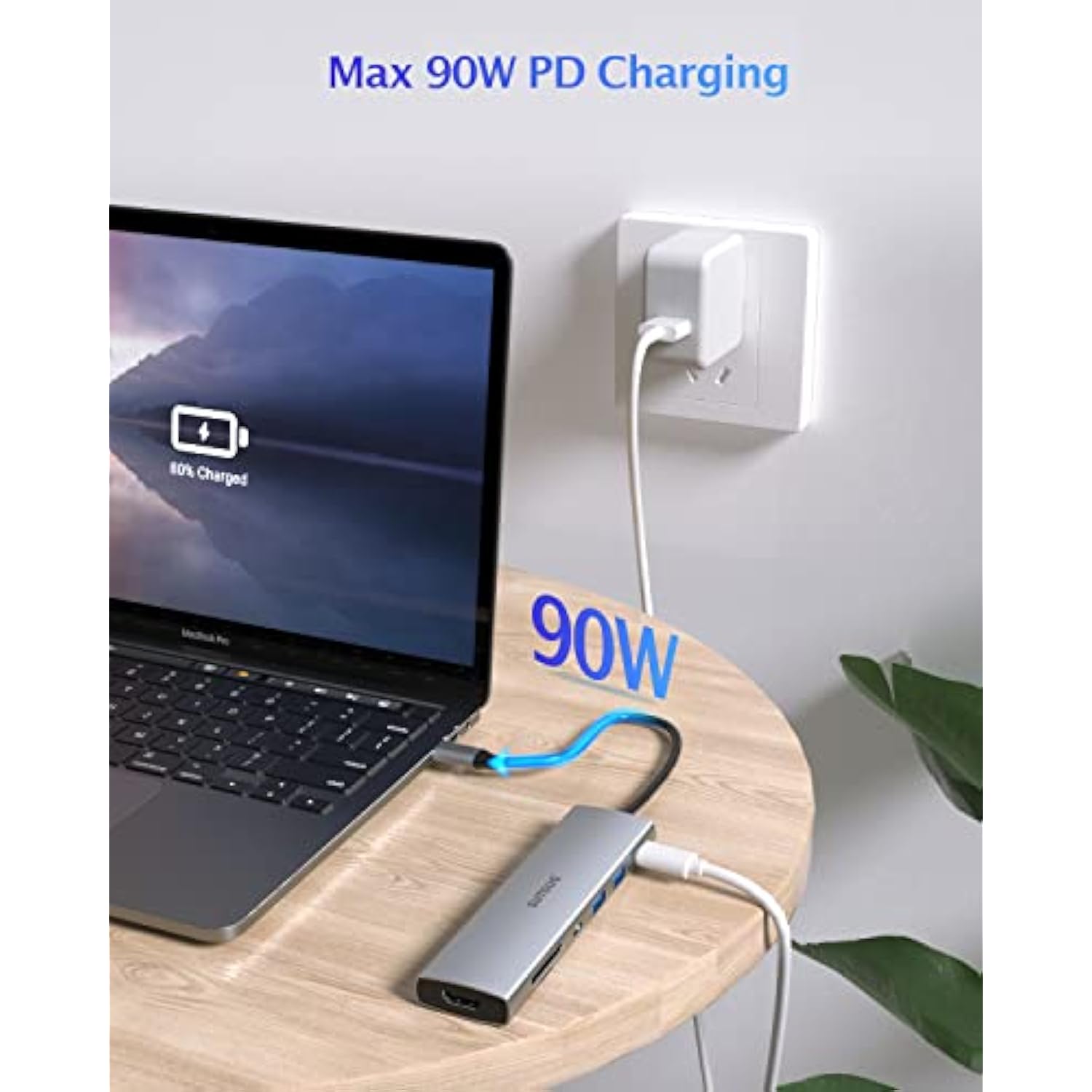 Docking Station, 7 In 1 Usb C Hub With Hdmi 4K@30Hz Output100W Type C Charging