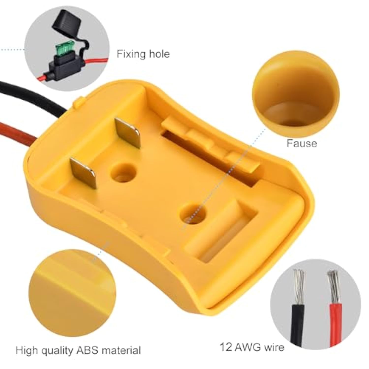 1 Packs For Dewalt 20V Battery Adapter Power Wheels Battery Converter Kit With Fuses & Wire Terminals, 12Awg Wire, Power Connector For Diy Rc Car Toys, Robotics And Rc Truck