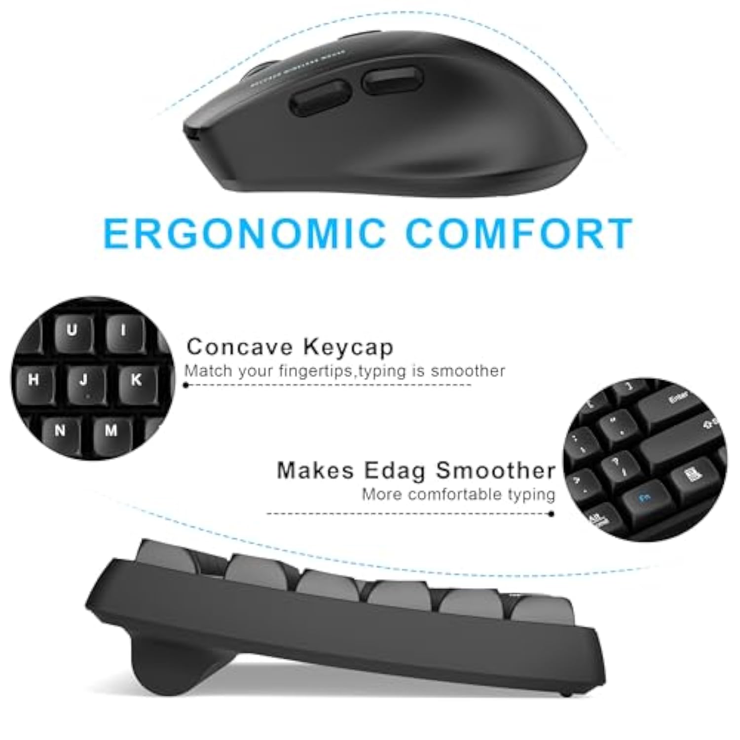 Wireless Keyboard And Mouse Combo With Wrist Rest, 2.4G Full-Sized Keyboard And Mouse Cordless, 3 Dpi Adjustable Silent Mouse, Dual-System Keyboard For Computer/Laptop/Windows/Mac(Black)