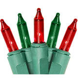 Holiday Pride Red & Green Christmas Lights - 100 Count Red & Green Mini Lights On Green Wire (22.5 Ft) - For Indoor & Ou