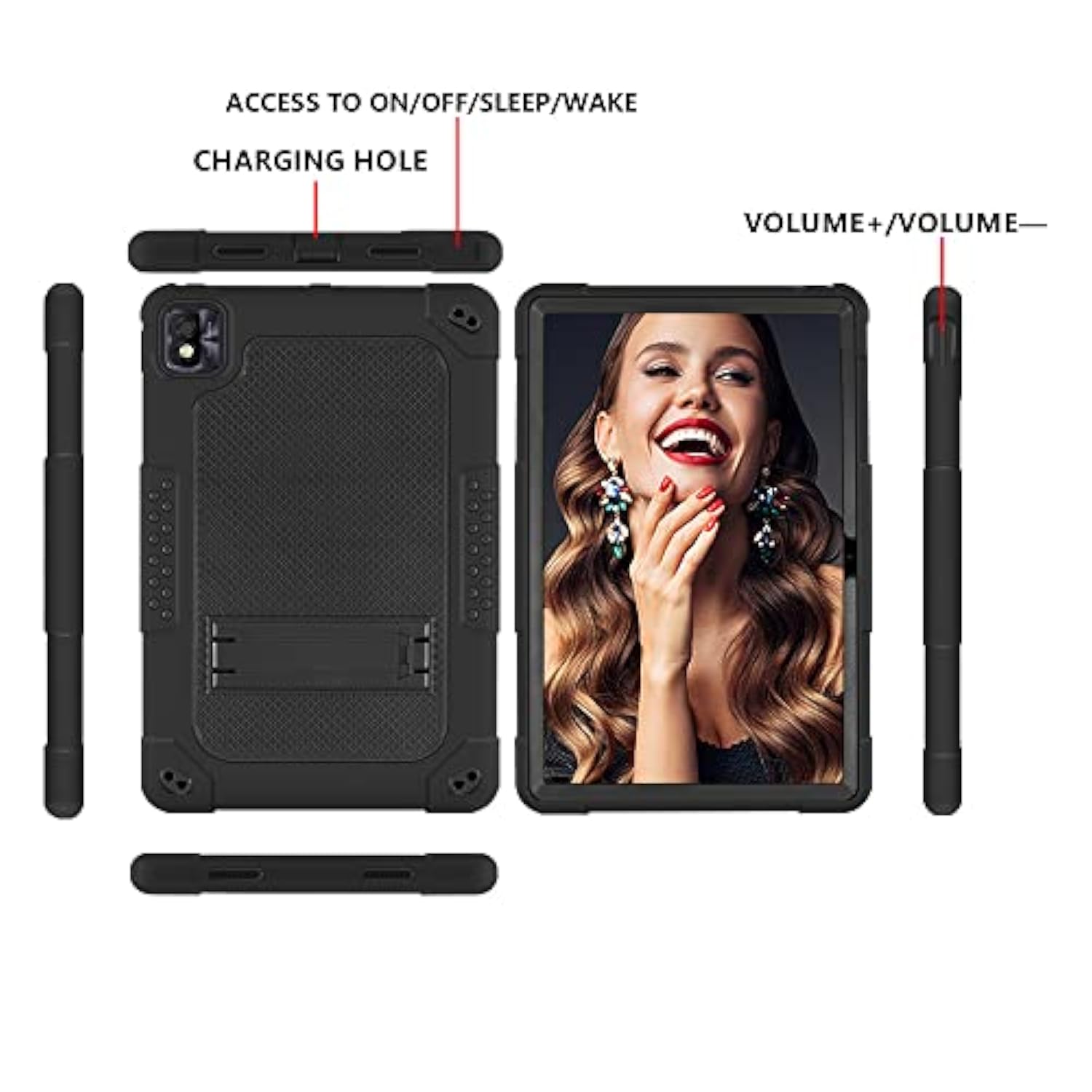For Tcl Tab 10 5G Tablet Case With Shoulder Strap Soft Silicone&Hard Back Hybr