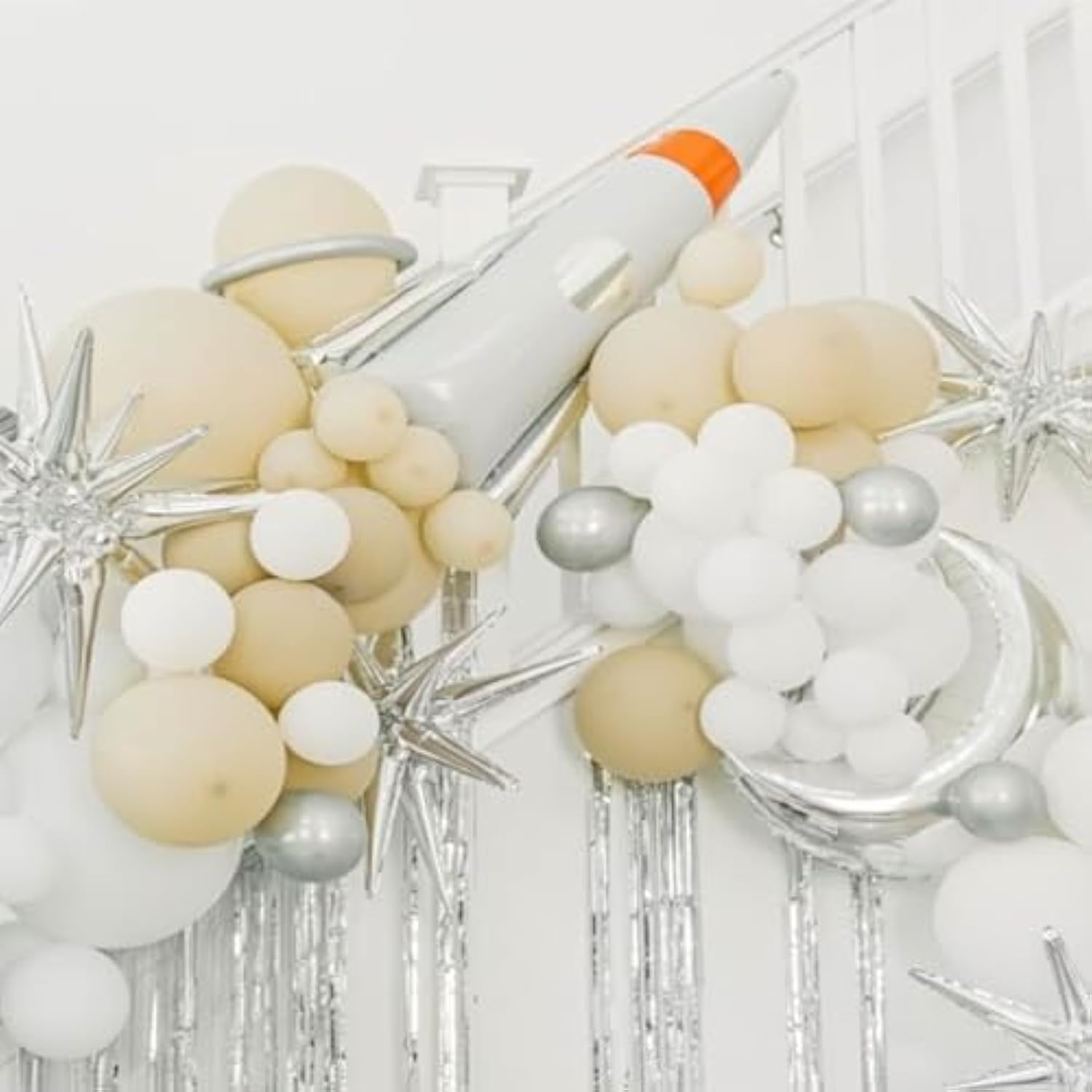 6 Pc Silver Explosion Star Foil Balloons 12 Point Party Decoration