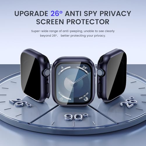 Privacy Waterproof Case Compatible For Apple Watch Screen Protector 44Mm Series 6/5/4, Se 3/2/1, Anti Spy Face Cover Back Bumper For Iwatch Accessories